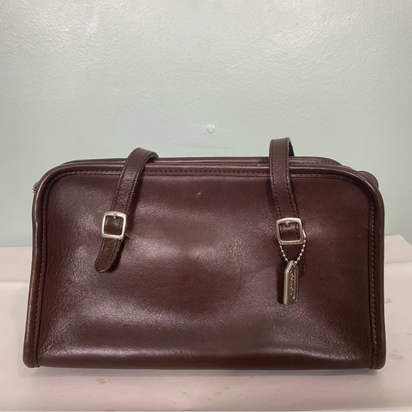 Coach VTG Swing Zip Bag Glovetanned Cowhide‎ Leather Brown 9051 RARE - Picture 1 of 12